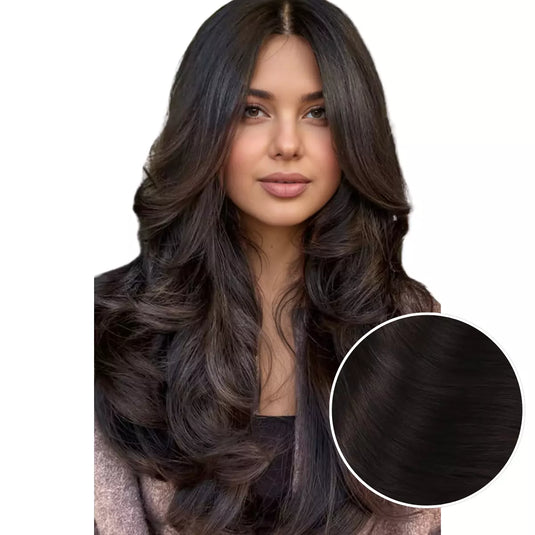 100% Handmade Human Hair Clip In Extensions 7 Pieces 16 Inch Straight Human Hair Clip In Extensions for Women