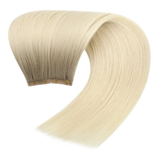 Moresoo seamless hair extensions virgin hair invisible tape ins balayage blonde