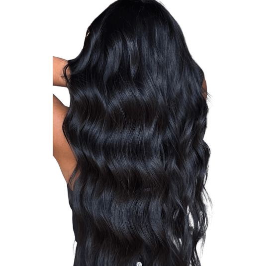 moresoo virgin human hair black feather weft hair extension