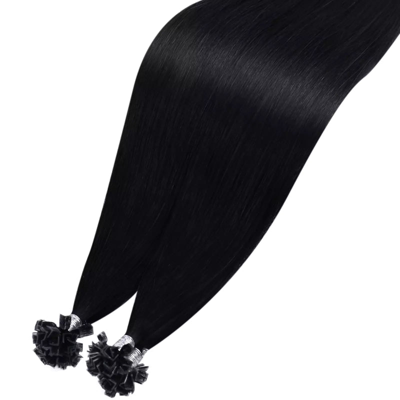 jet black color virgink tip hair extensions