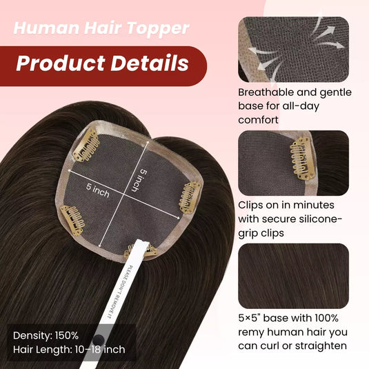 Lightweight hair topper designed for women with thinning hair, blending effortlessly with real hair