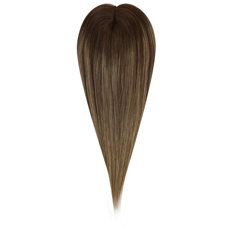 Load image into Gallery viewer, Breathable mono base real hair topper with Remy human hair and easy clips for thinning crown
