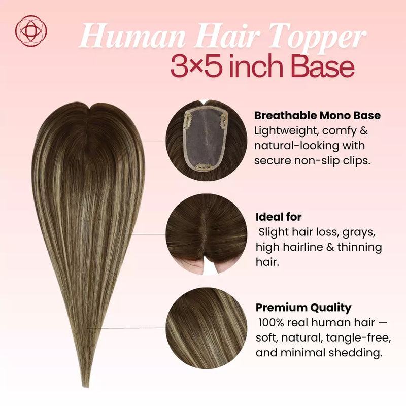 Load image into Gallery viewer, brown human hair topper
