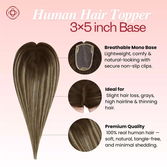 brown human hair topper