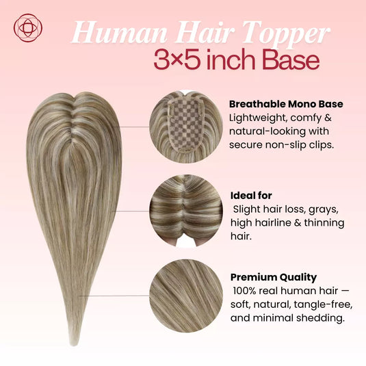 human hair topper straight hair