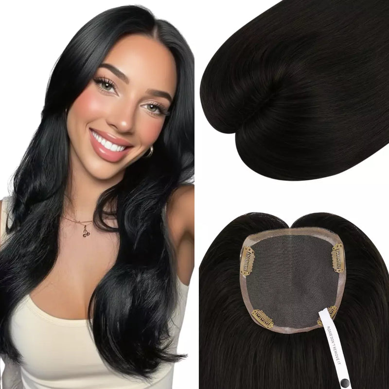 Load image into Gallery viewer, 5&quot;*5&quot; Base Mono Topper Hairpieces Remy Human Hair Natural Black (#1B)
