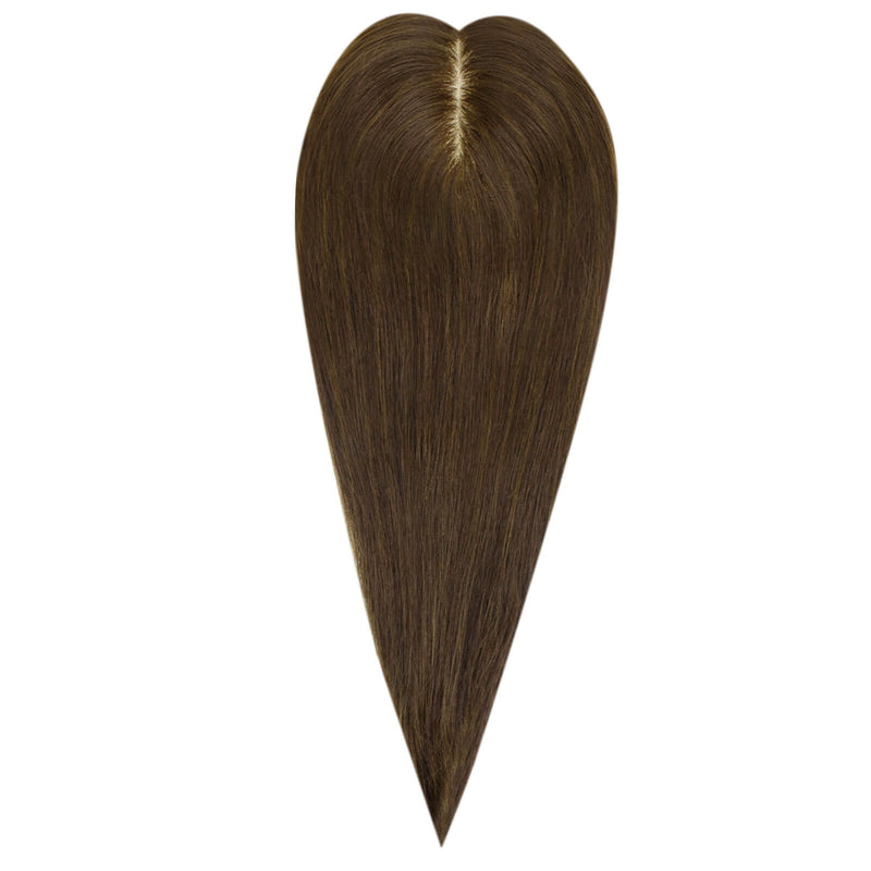 Load image into Gallery viewer, premium quality virgin hair womens hair topper human hair topper virgin hair thick and fuller topper hair hair topper virgin human hair Moresoo hair topper virgin human hair brown straight suitable for thinning hair hair topper hair topper for thinning crown hair topper for women human hair topper hair piece topper hair best hair topper


