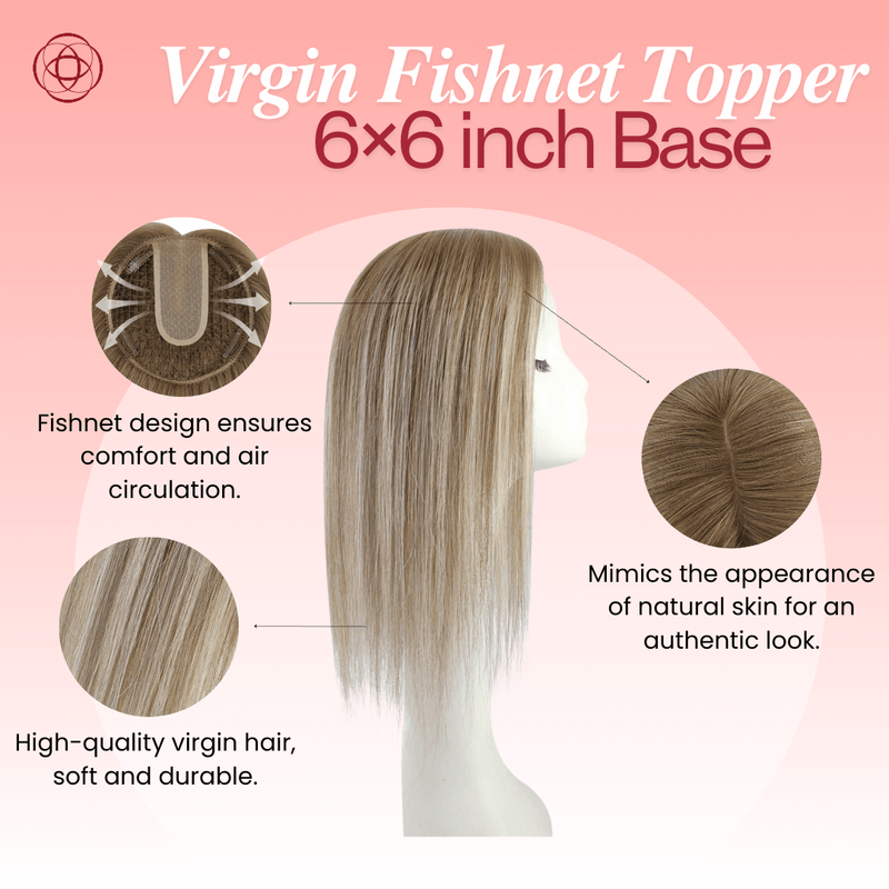 Load image into Gallery viewer, human hair topper for women virgin human hair topper for thinning crown balayage brown hair topper


