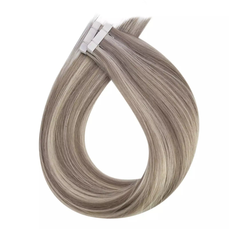 Load image into Gallery viewer, white blonde virgin hair extension human soft hair for women
virgin straight white blonde hair extension tape ins human easy to put
virgin hair human tape in extension blonde hair

