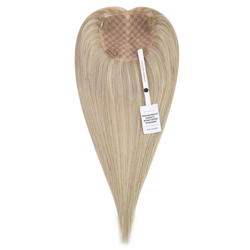 Load image into Gallery viewer, Moresoo blonde balayage human hair topper with breathable mono base, ideal for thinning crown in women
