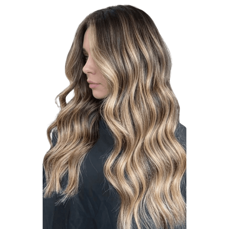 Load image into Gallery viewer, balayage brown hair extensions feather weft 
