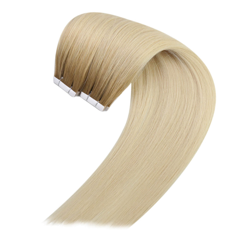 Load image into Gallery viewer, balayage blonde tape in hair extensions, 18-inch tape-ins, seamless tape ins, salon-quality virgin hair extensions
