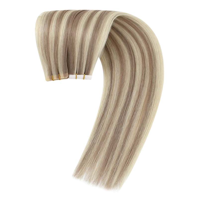 Load image into Gallery viewer, Close-up of invisible tape in hair extensions
