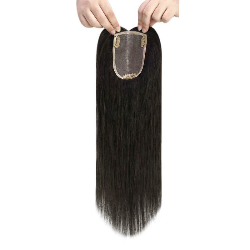 moresoo black human hair topper