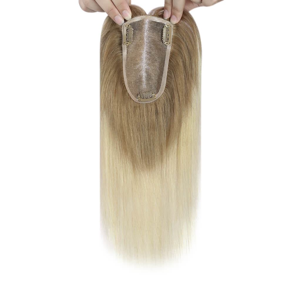 human hair topper for women ombre brown to blonde