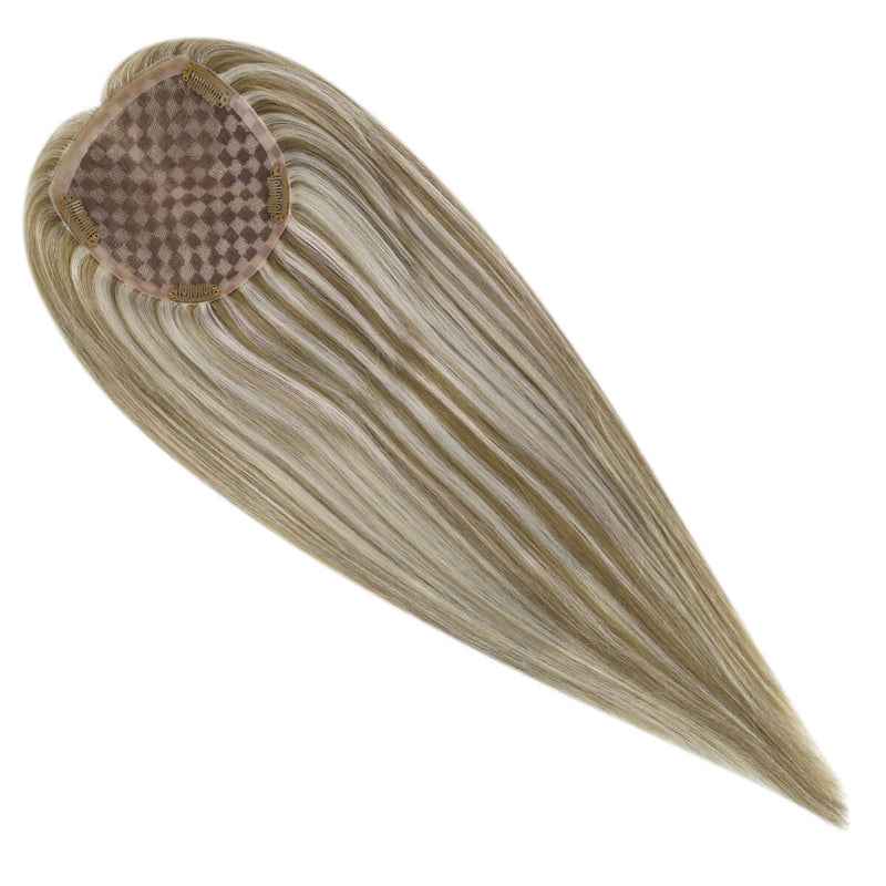 Load image into Gallery viewer, 16 inch blonde Remy human hair topper for women, best hair topper for thinning hair and crown volume
