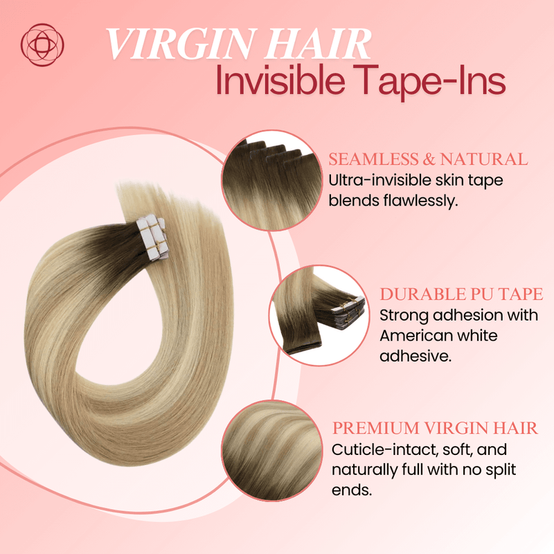 Load image into Gallery viewer, Moresoo deep brown to blonde ombre tape in extensions, high-quality ombre hair, seamless ombre tape ins, 16-inch deep brown blonde ombre hair, luxurious ombre balayage extensions, natural brown to blonde ombre hair, invisible ombre tape ins, premium ombre hair extensions, salon-quality ombre extensions, deep brown to light blonde ombre
