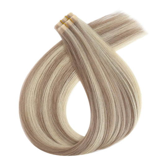 invisible tape in hair extensions for light ash blonde moresoo hair extensions