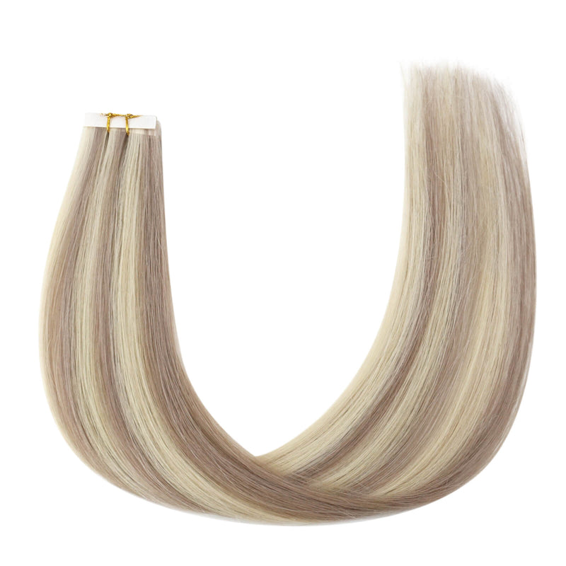 Load image into Gallery viewer, seamless light blonde highlights tape in hair extensions
