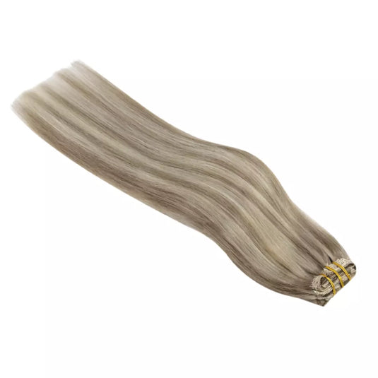 7 pcs clip in human soft extensions 20 inch blonde clip in human extension