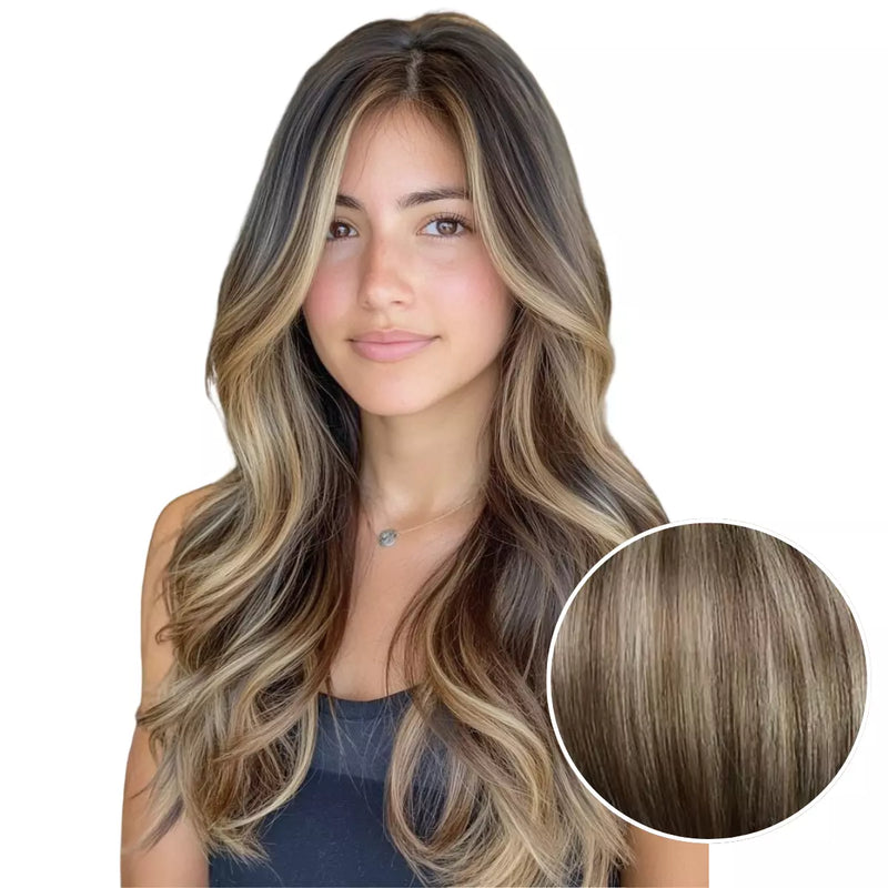 Load image into Gallery viewer, 100% Handmade Human Hair Clip In Extensions 7 Pieces 16 Inch Straight Human Hair Clip In Extensions for Women
