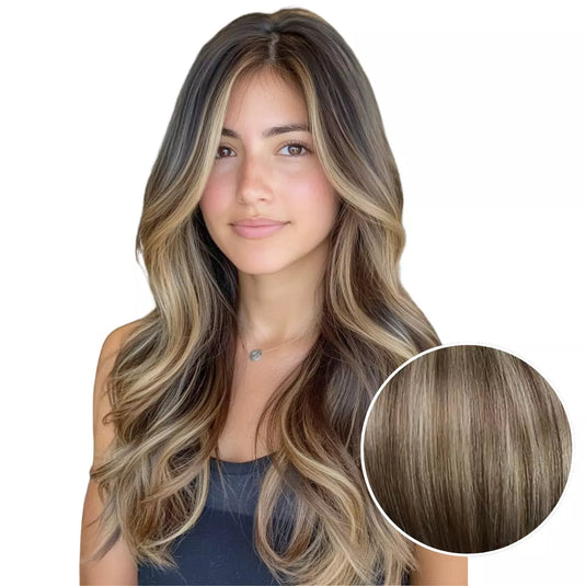 100% Handmade Human Hair Clip In Extensions 7 Pieces 16 Inch Straight Human Hair Clip In Extensions for Women