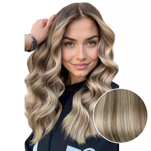 100% Handmade Human Hair Clip In Extensions 7 Pieces 16 Inch Straight Human Hair Clip In Extensions for Women