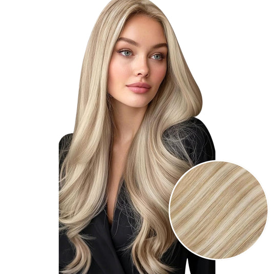 100% Handmade Human Hair Clip In Extensions 7 Pieces 16 Inch Straight Human Hair Clip In Extensions for Women