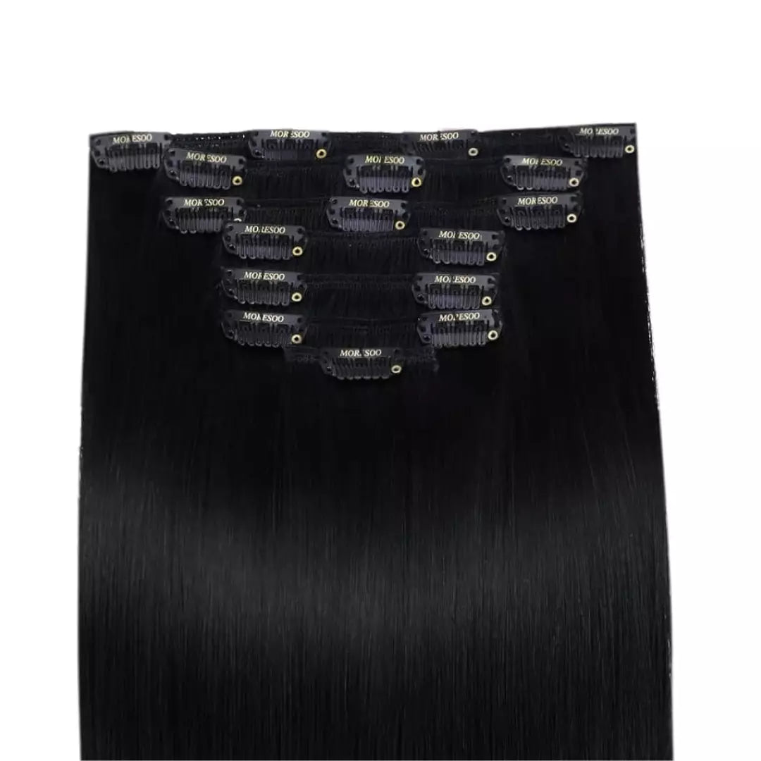 add instant volume and length to your hair 18 inch clip in extension black hair straight remy human hair