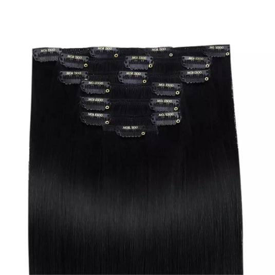 add instant volume and length to your hair 18 inch clip in extension black hair straight remy human hair