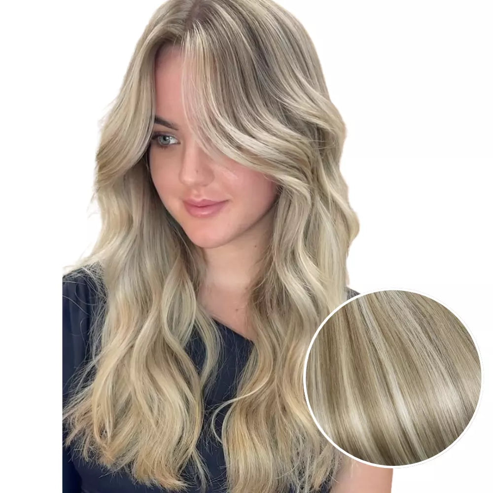 100% Handmade Human Hair Clip In Extensions 7 Pieces 16 Inch Straight Human Hair Clip In Extensions for Women