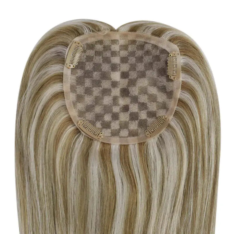 Load image into Gallery viewer, Moresoo mono base human hair topper for women, straight style, easy to apply, real hair topper for thinning crown
