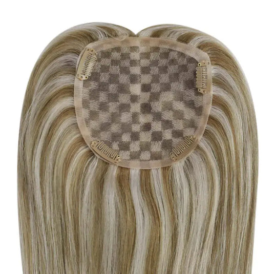 Moresoo mono base human hair topper for women, straight style, easy to apply, real hair topper for thinning crown