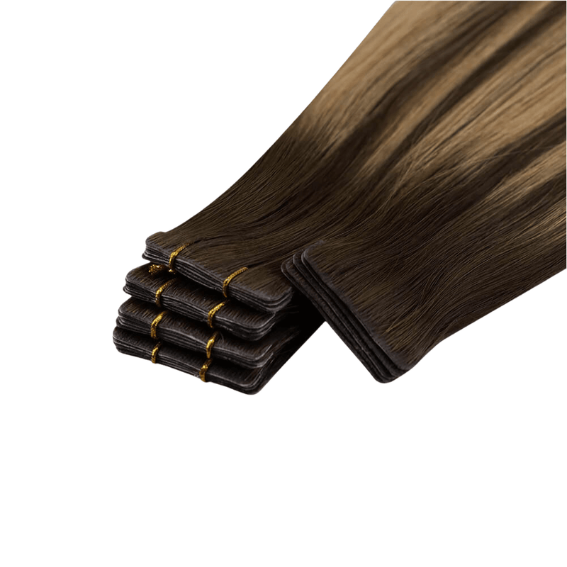 Load image into Gallery viewer, Moresoo medium brown balayage tape ins, high-quality balayage extensions, invisible brown balayage hair, premium balayage tape ins, medium brown hair balayage extensions, seamless balayage tape ins, 14-inch medium brown balayage hair, natural brown balayage tape in extensions, smooth medium brown balayage, salon-quality brown balayage extensions, balayage extensions for medium brown hair, luxurious brown balayage tape ins
