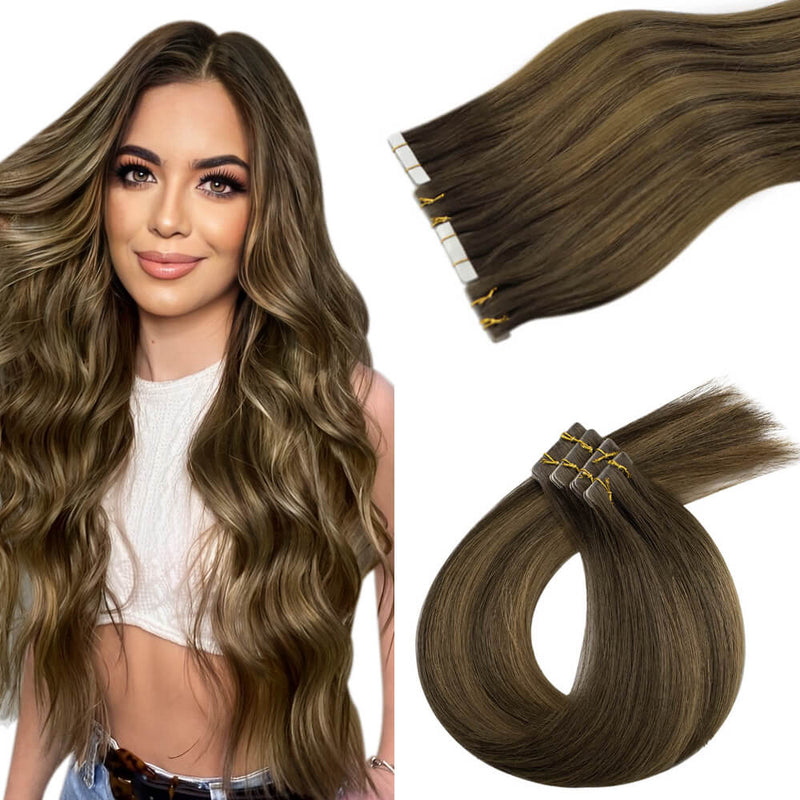 brown hair tape ins virgin injected tape in extensions