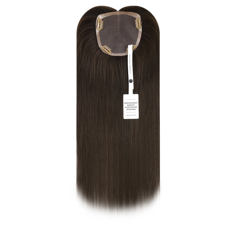 Load image into Gallery viewer, Clip-in human hair topper with soft texture and realistic appearance for women with hair loss
