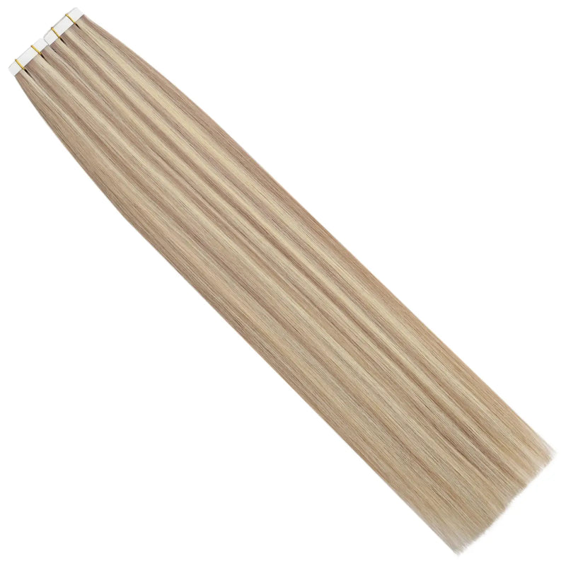 Load image into Gallery viewer, virgin blonde highlight hair extension tape ins human great quality and soft moresoo tape in hair extensions virgin human hair invisible
