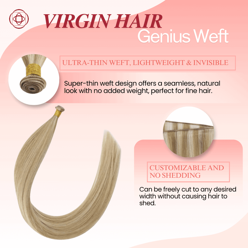 Load image into Gallery viewer, no-shedding weft, fine hair extensions, thick hair extensions, volume boost, length enhancement, hair weft upgrade, premium hair extensions, high-quality weft, flat weft, customizable weft, soft and smooth, easy maintenance, long-lasting extensions, professional hair weft, salon-quality
