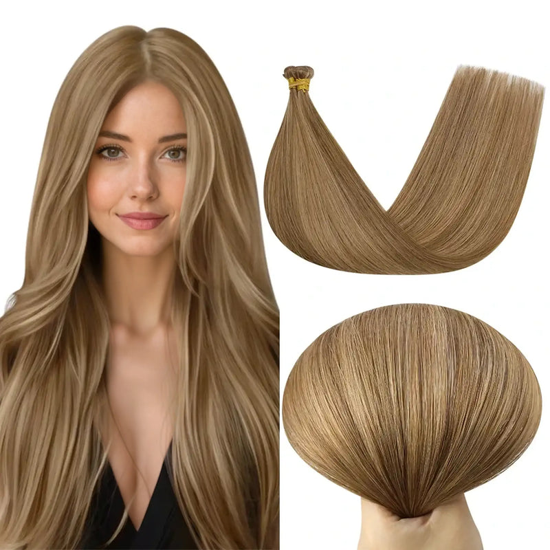 Load image into Gallery viewer, 100% Virgin human hair-human hair extensions-human hair-real human hair extensions-light brown hair--bundle hair-hair bundle-weft hair extensions-hair weft-hair-extensions-human hair extensions-human hair- weft-wefts-
