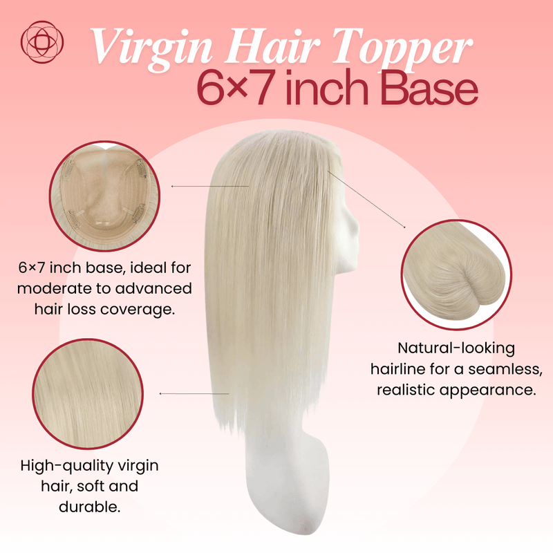 Load image into Gallery viewer, Moresoo hair topper virgin human hair platinum blonde hair piece for thinning hair clip in hair topper
