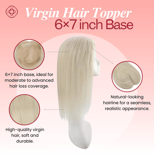 Moresoo hair topper virgin human hair platinum blonde hair piece for thinning hair clip in hair topper