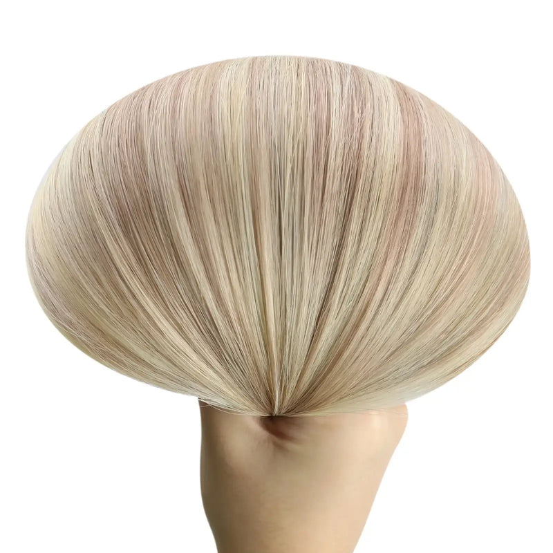 Load image into Gallery viewer, 16-inch blonde highlights tape in extensions, blonde highlights with pink tones, seamless blonde highlights tape in, 18-inch blonde highlights hair extensions, high-quality blonde hair with highlights, 20-inch blonde highlights tape in, smooth blonde highlights hair extensions, invisible tape in blonde highlights
