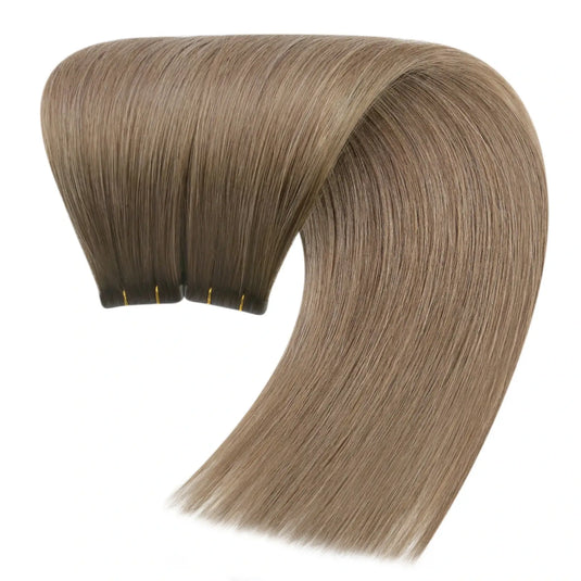 Moresoo light brown ombre hair extensions, 18-inch seamless balayage, high-quality dark to light brown mix, smooth ombre highlights, invisible tape-in extensions, premium brown balayage hair, long-lasting adhesive, natural brown blend, luxurious light brown ombre, salon-quality tape-ins