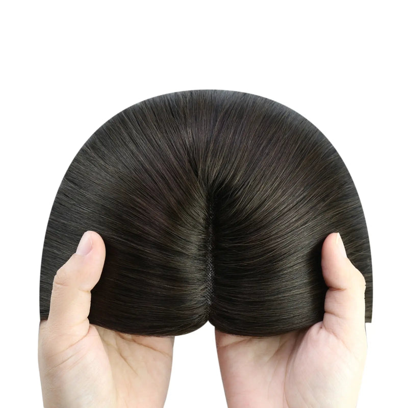 Load image into Gallery viewer, Real human hair topper perfect for thinning hair, offering full coverage and breathable comfort
