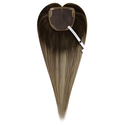 Real Remy human hair topper with clips for women with short thinning hair, best topper option