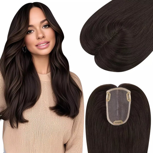 brown human hair topper