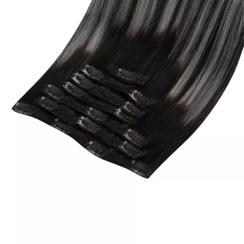 Load image into Gallery viewer, 18 inch moresoo human hair extensions silver clip in remy extension human straight hair
