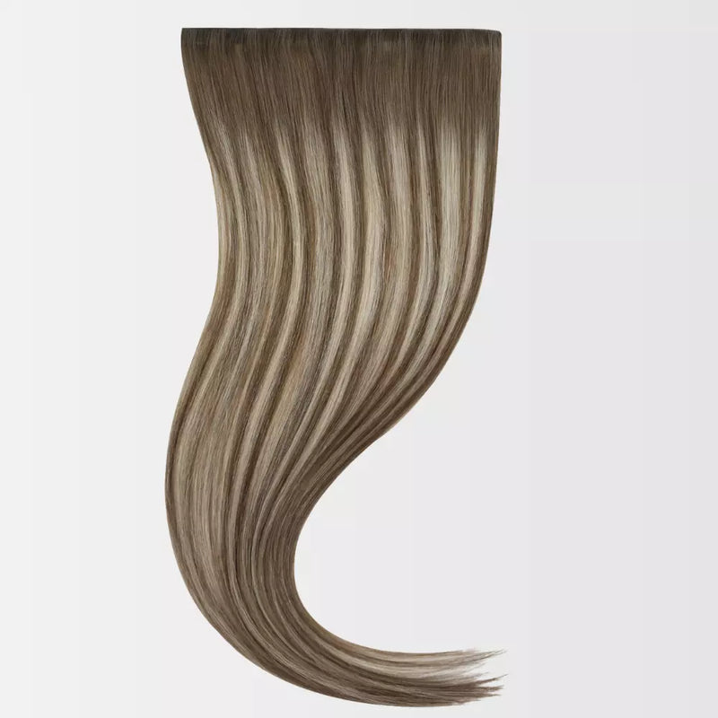 Load image into Gallery viewer, Balayage brown clip in hair extensions on a white background

