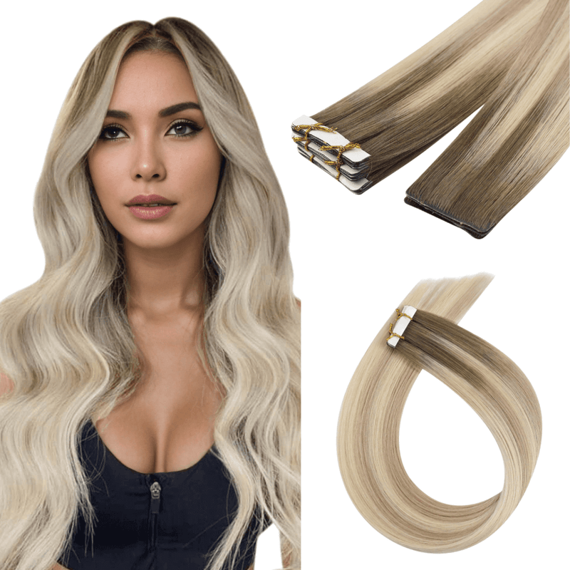 Load image into Gallery viewer, Virgin Hair,Injection tape in hair extensions, Virgin Hair,Injection tape in extensions,hair tape extensions,blonde highlight
