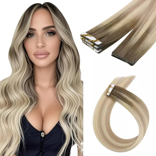 injection tape in hair extensions virgin hair tape extensions blonde highlight